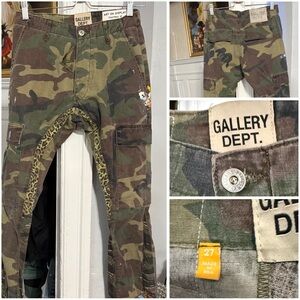 Gallery Dept Camouflage Cargo Pants with Leopard Detail